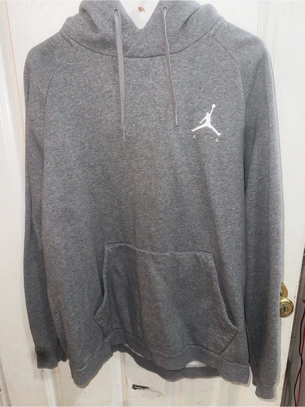 Jordan Men's Gray Pullover Hoodie with White Jumpman Logo
